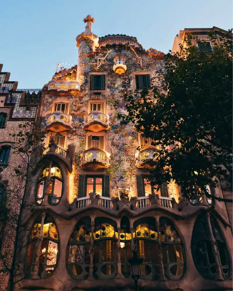 Fantastical architecture at dusk