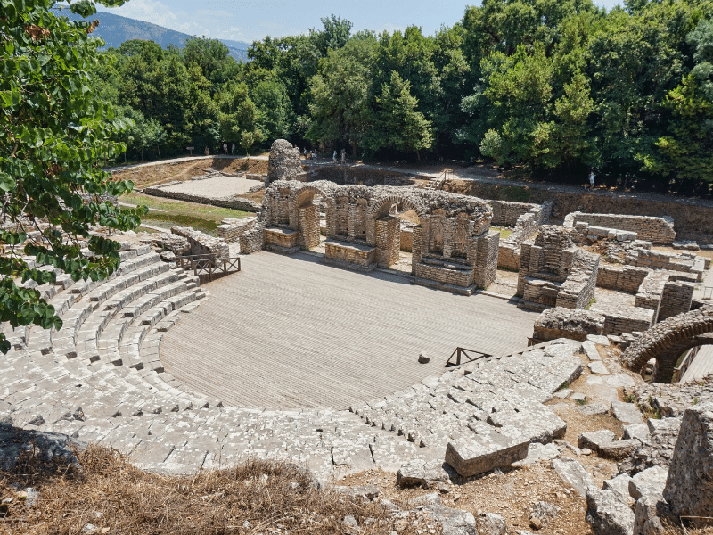 ancient ruins surrounded by trees