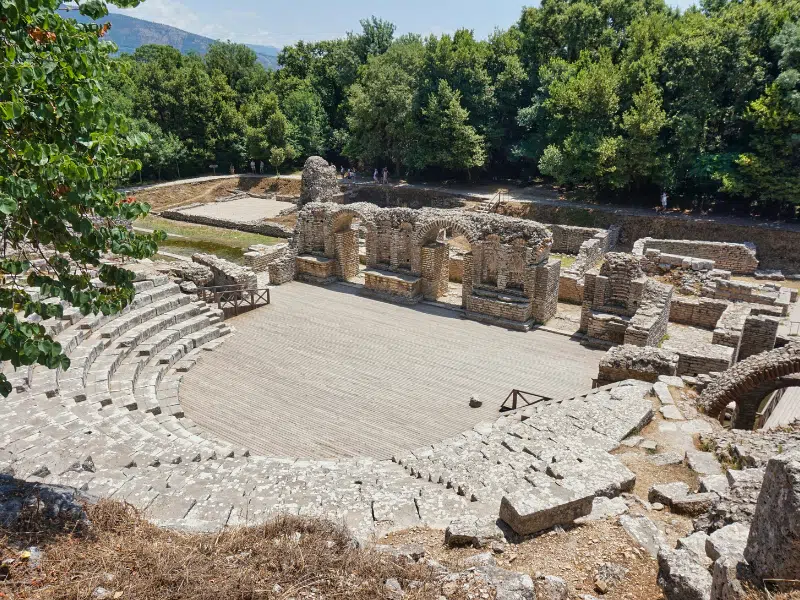 ancient ruins surrounded by trees