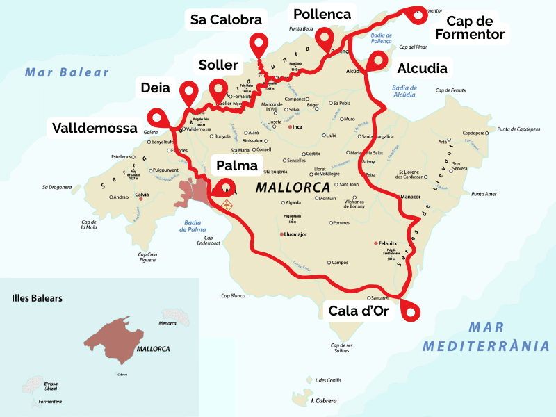 Mallorca road trip map