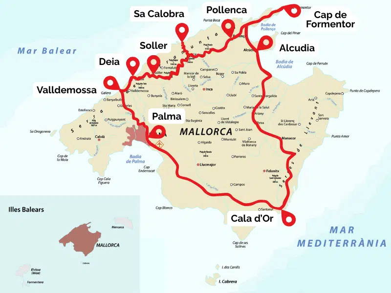 Mallorca road trip map