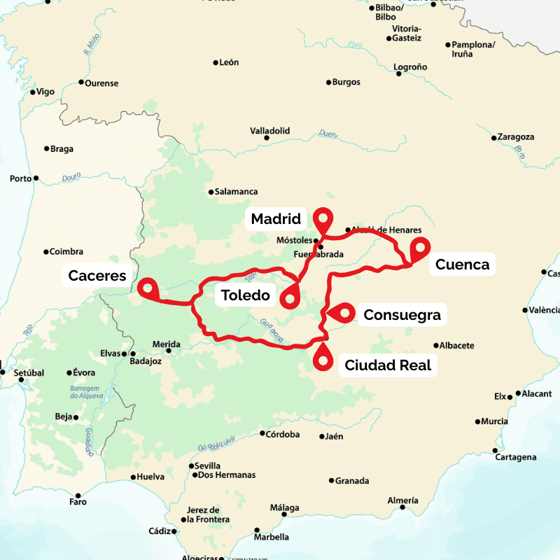Road trip from Madrid map