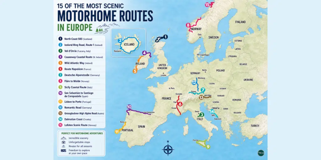 Scenic motorhome routes in Europe