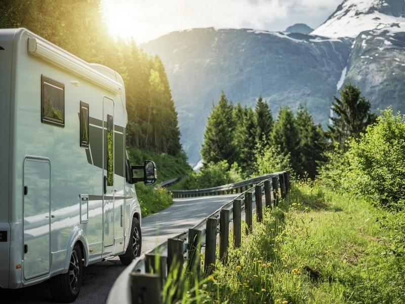 Scenic Norwegian Route During Hot Summer Day