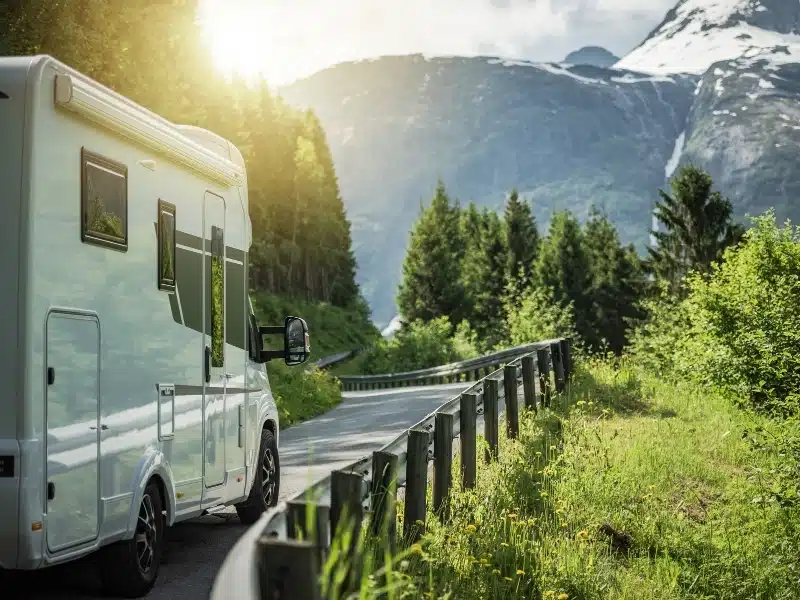 Scenic Norwegian Route During Hot Summer Day