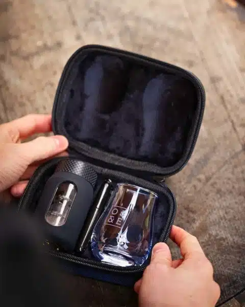 mini travel set of flask and glass
