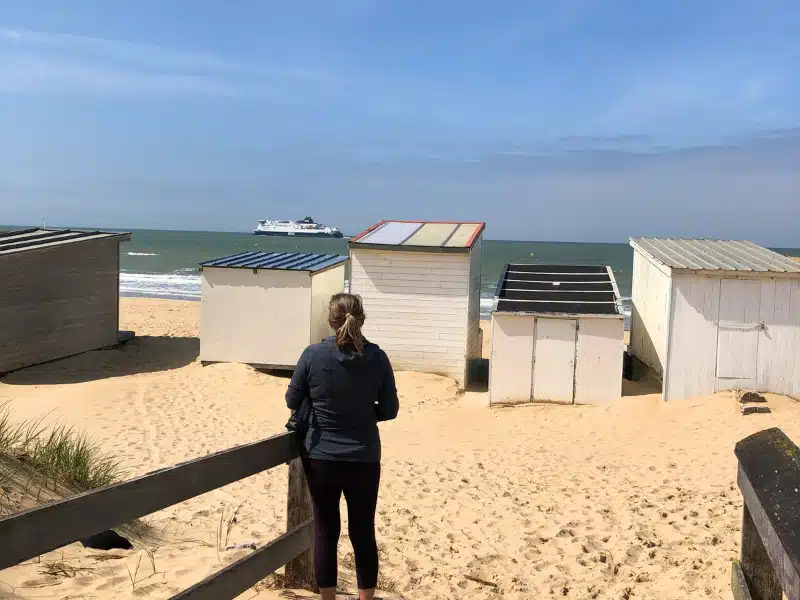 watching the cross channel ferry approaching Calais