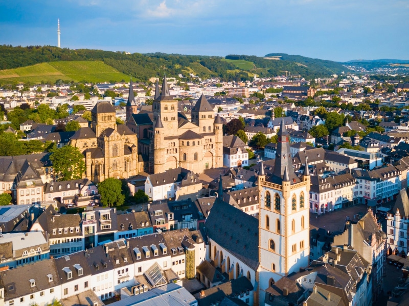 Trier aerial panoramic view. Trier is a city on the banks of the Moselle river in Germany