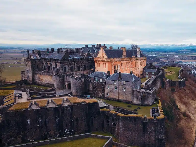 Historic Stirling Castle overlooking the Scottish landscape in winter season