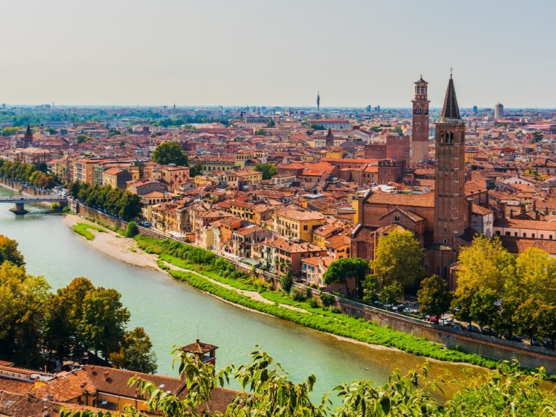 VERONA, ITALY. Beautiful aerial view of Verona City.