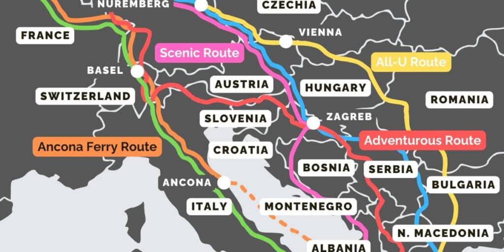 driving to Greece from the UK map