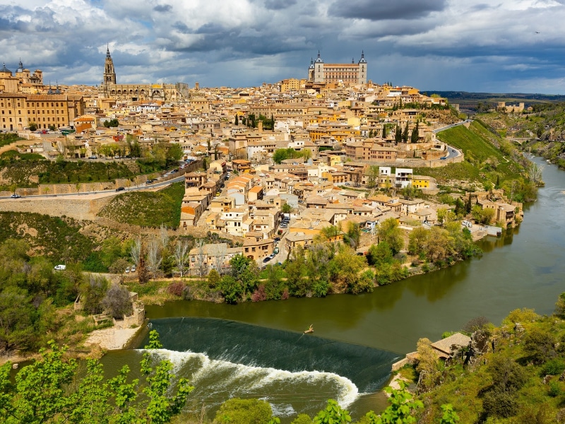 Impressive view of old houses of Toledo city, capital of province of Toledo in central Spain